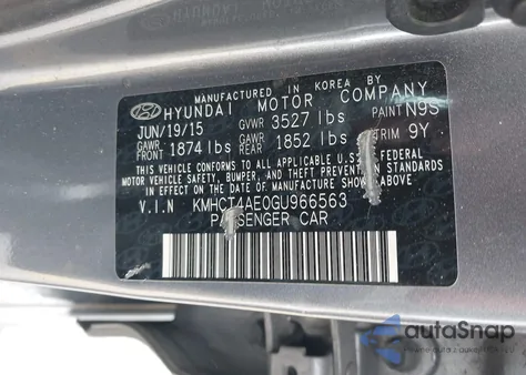 2016 Hyundai Accent Se from USA, damaged, VIN KMHCT4AE0GU966563